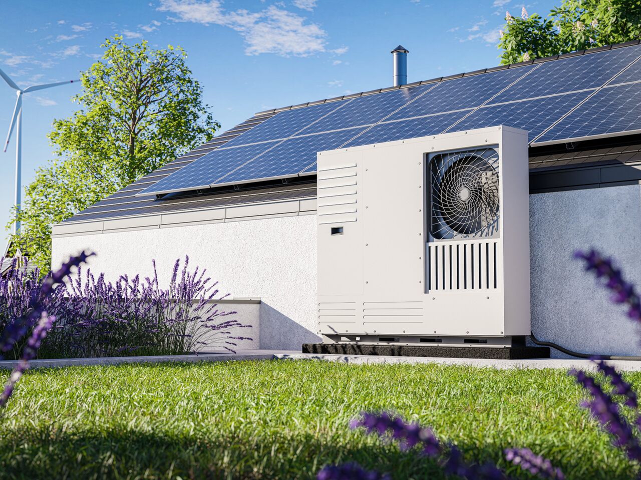Wärmepumpe vor Immobilie